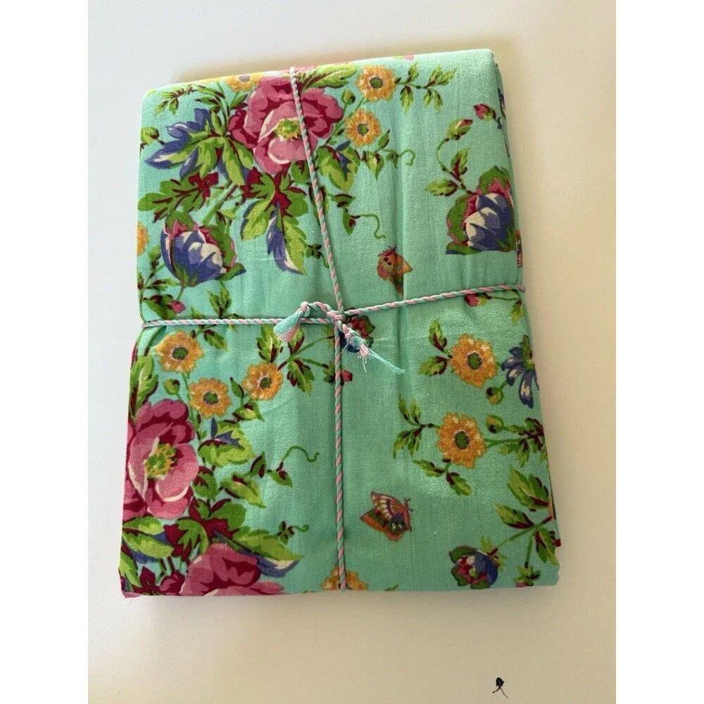April Cornell Penny's Patio Tablecloth 60x84 Floral English Country Garden Teal